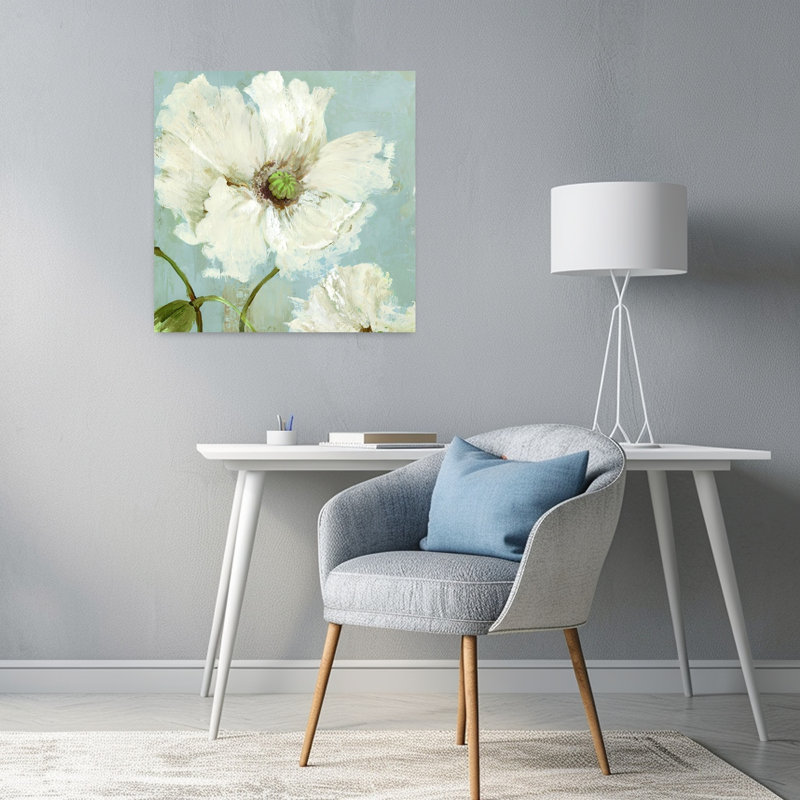 Cadence I, art floral contemporain délicat biologique, H 24 po x l 24 po