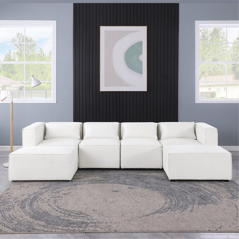 Modular Sofa BEIGE Chenille Fabric