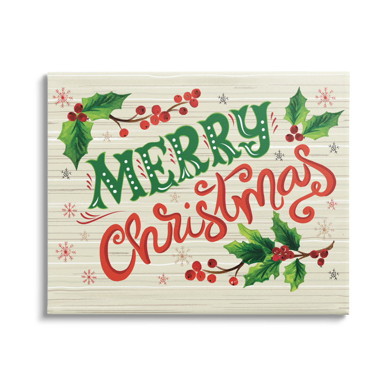 Joyeux Noël, Holly Berry Botanicals, Toile tendue, H 36 po x l 48 po x P 1,5 po