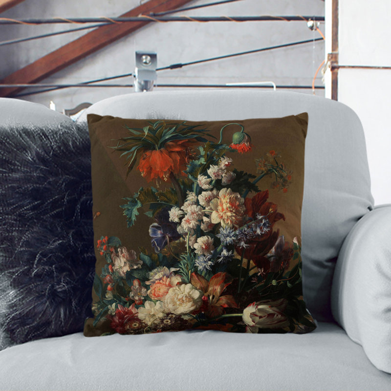 Floral Square Cushion, 55cm H x 55cm W x 20cm D