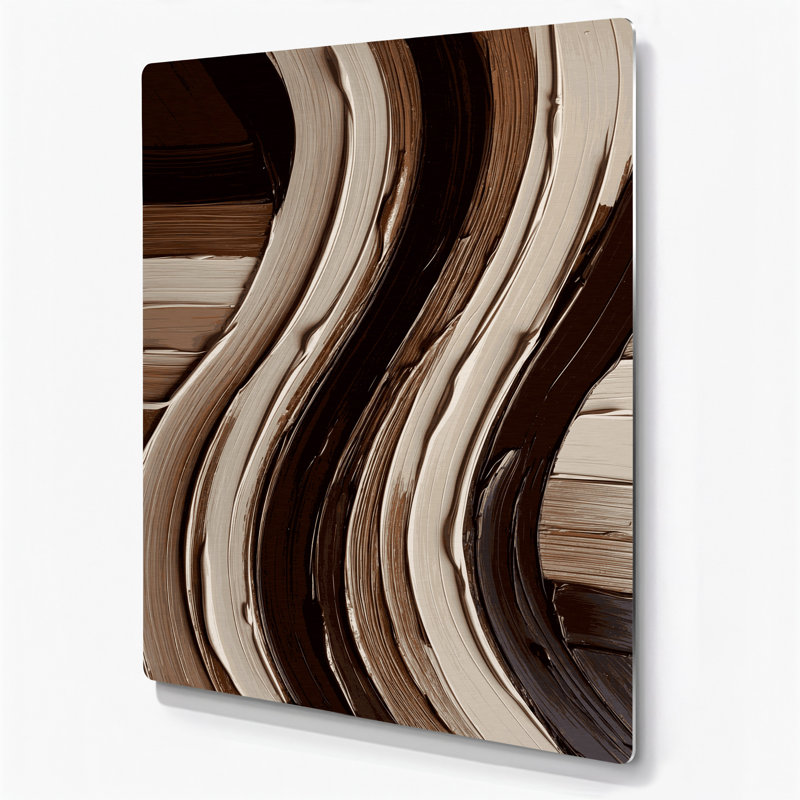 DiagonalStripes Greige Deep Brown Brown Metal Wall Art