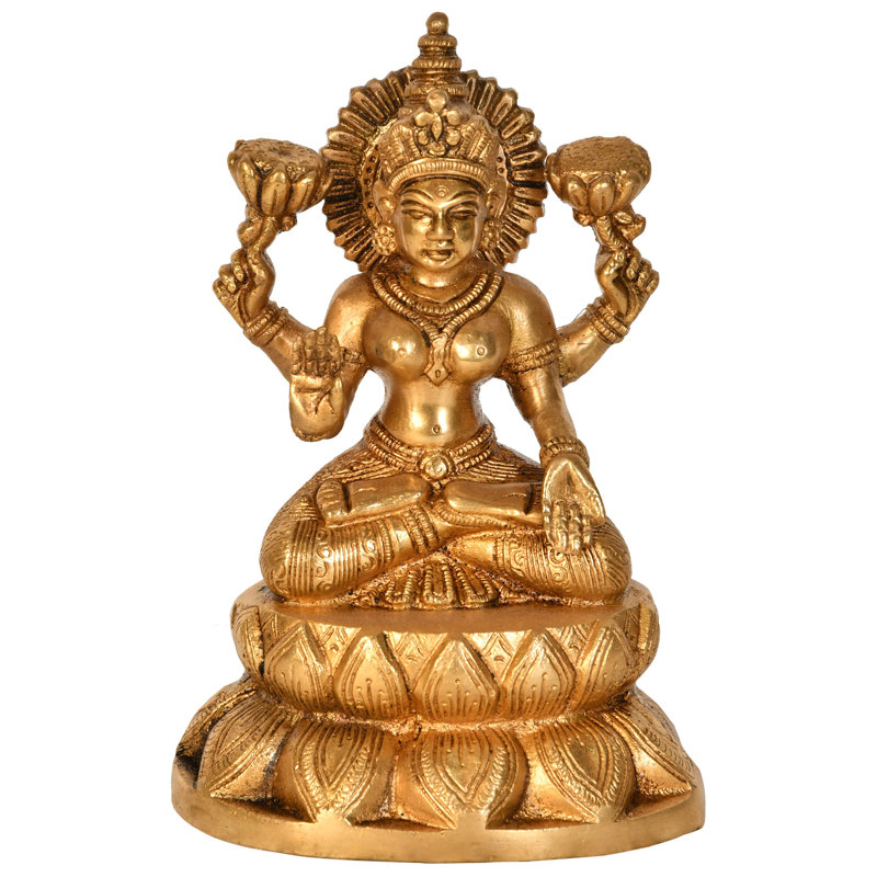 Déesse Lakshmi assise sur un lotus