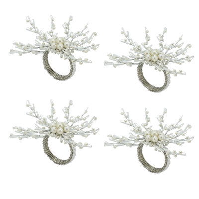 Rond de serviette en perles de cristal (ensemble de 4)