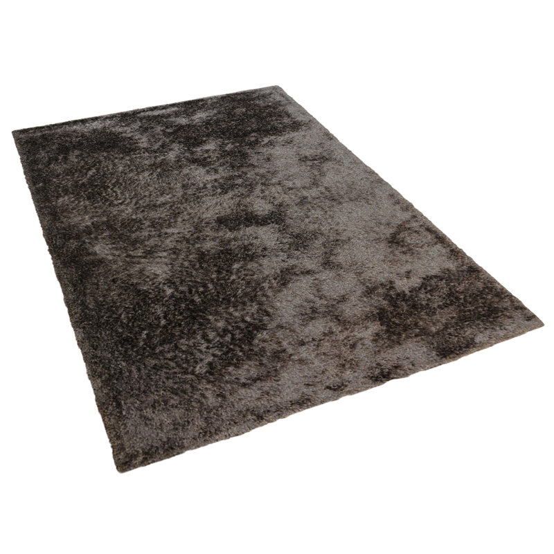Hand Tufted Shag Polyester Eco-Friendly Area Rugs -  Rectangle, Dark Brown Beige Color, Plain Solid Design, High Pile Thick Handmade Anti Skid Area Rugs for Living Room, Bed Room