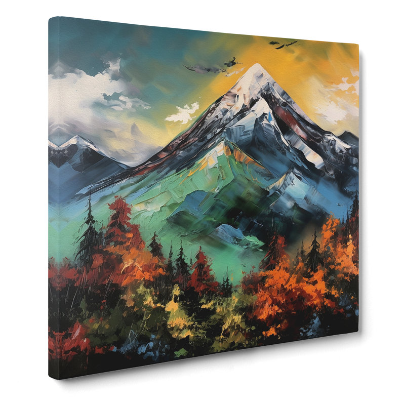 Japanese Mountains Expressionism - No Frame Print, 35cm H x 35cm W x 3cm D