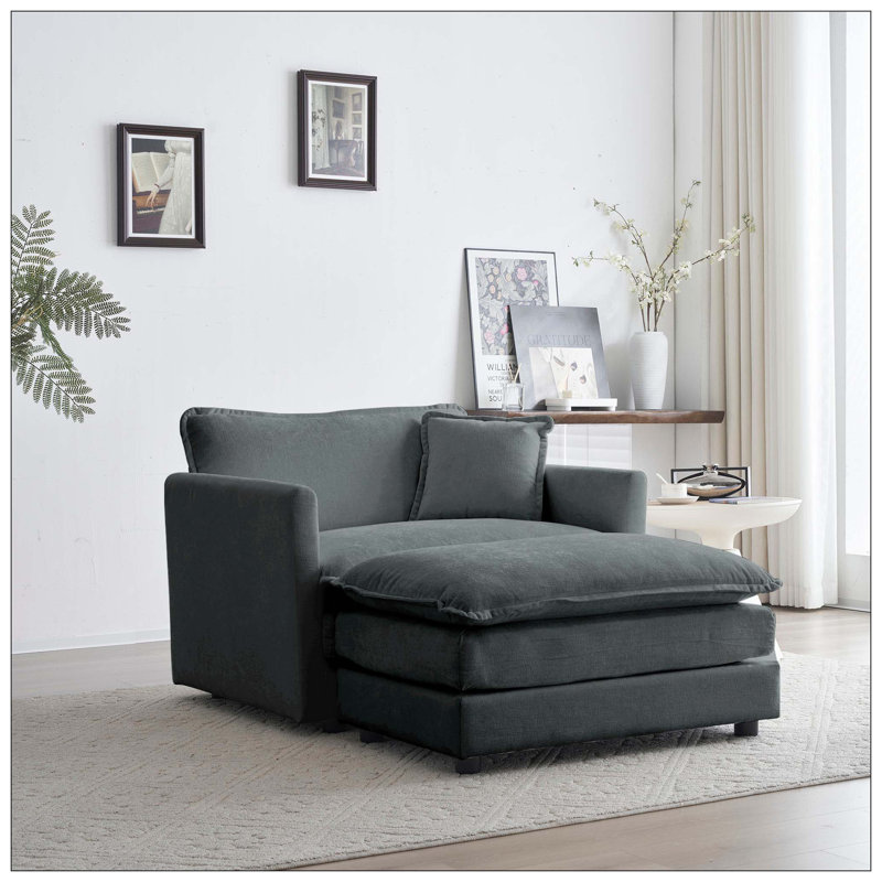 Fauteuil d'appoint avec repose-pieds Raille, Gris