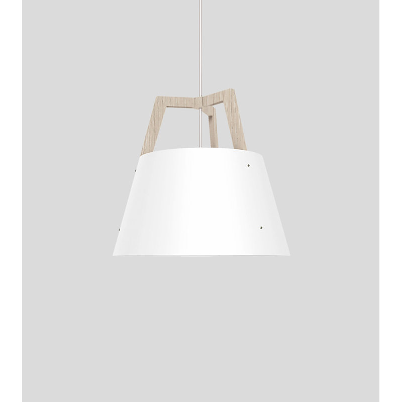 Imber Pendant, 22" H x 24" W x 24" D, White Washed Oak/Gloss White, 2700K LED w/ Diffuser - Corded
