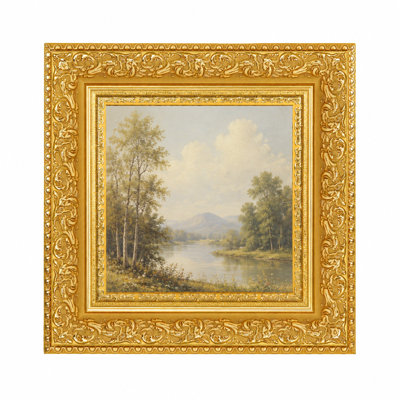 Vintage Picture Frame Ornate Gold Finish Wide Molding Wall Tabletop Display