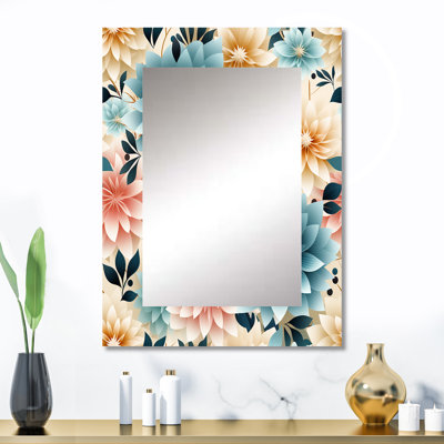Élégance florale sereine et bleue de Chrishea - miroir mural floral grand, miroir décoratif floral, impression d'art en métal