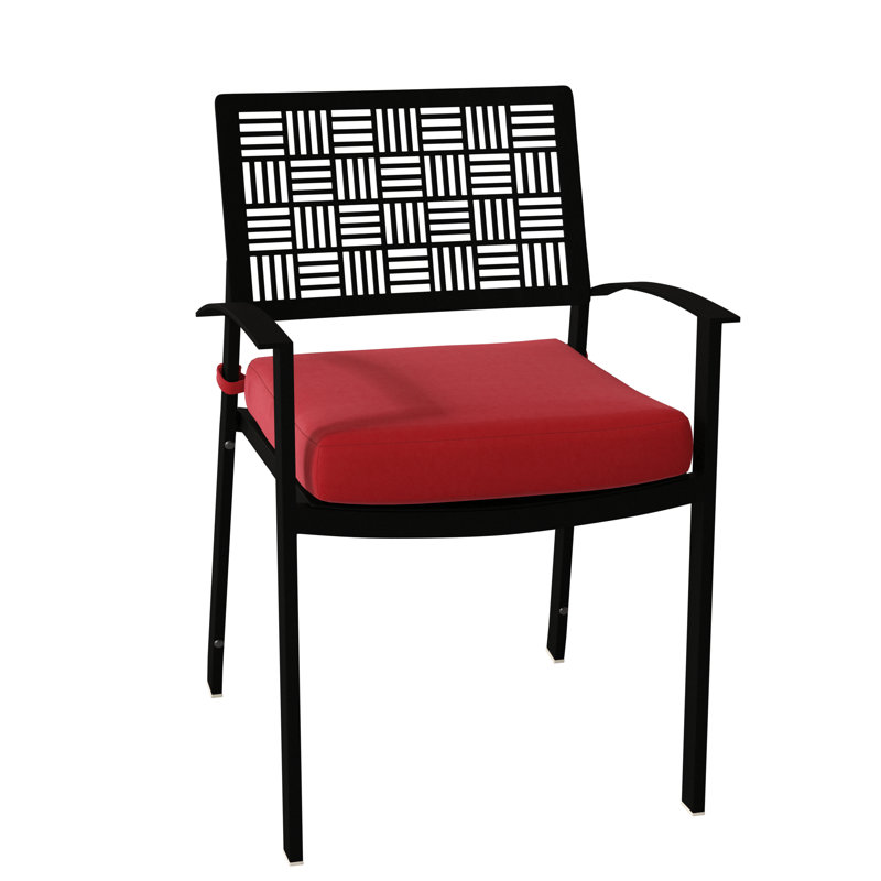 New Century Outdoor Dining Armchair, Textured Black, Spectrum Denim Sunbrella® Plainweave