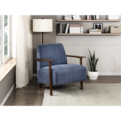 Chaise d'appoint contemporaine bleue, rembourrage en mousse, structure en bois massif pour chaise de salon moderne en bleu et fabrication en contreplaqué,