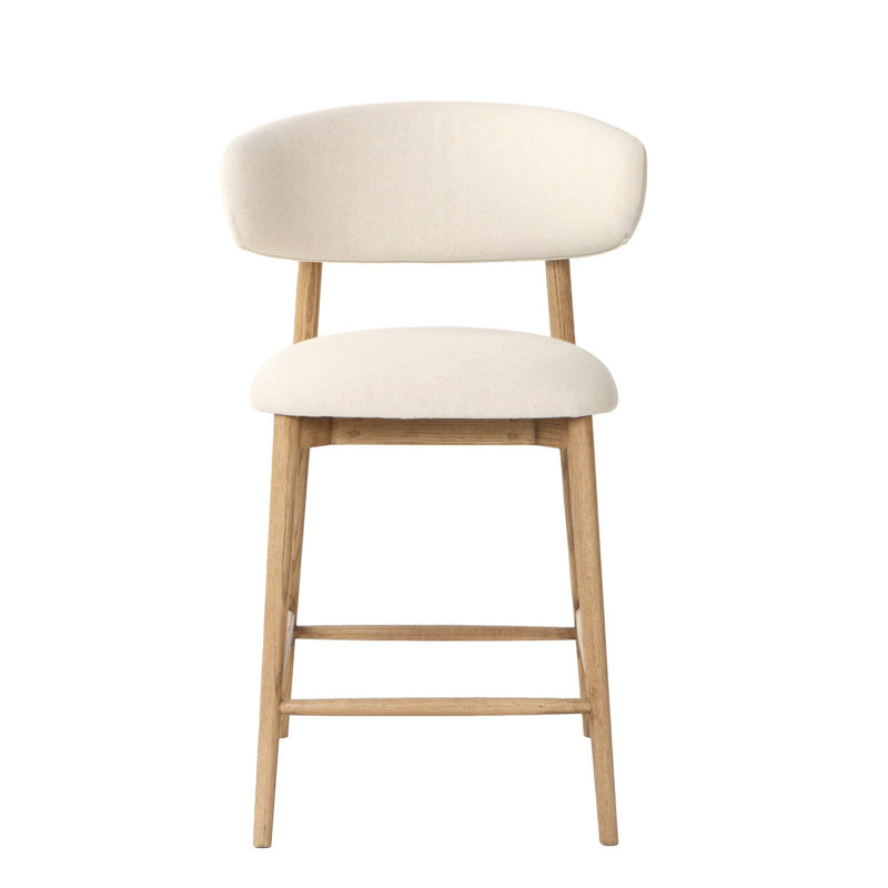 Murphey Upholstered 26'' Counter Stool with Solid Wood Frame, Savile Flax