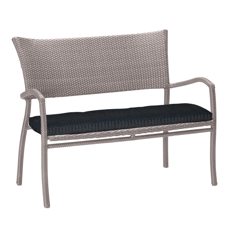 Skye Wicker Garden Bench, Black Walnut, Natural White, Welt