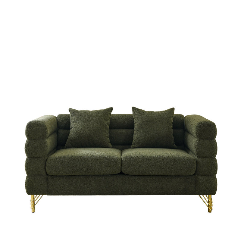 Canapé modulaire de 60 po pour le bureau - Tissu de confort, 2 coussins, siège surdimensionné de style moderne et relaxant avec soutien, matériaux