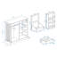 Armoire de rangement pour poubelle de cuisine avec 2 tiroirs, 1 armoire à ordures basculante, 1 porte avec support de rangement et 2 tablettes pour la cuisine, la salle à manger et le salon - blanc