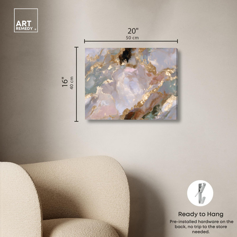 Reproduction sur toile marbrée de Geode par Art Remedy, H 16 po x l 20 po, Toile tendue avec châssis