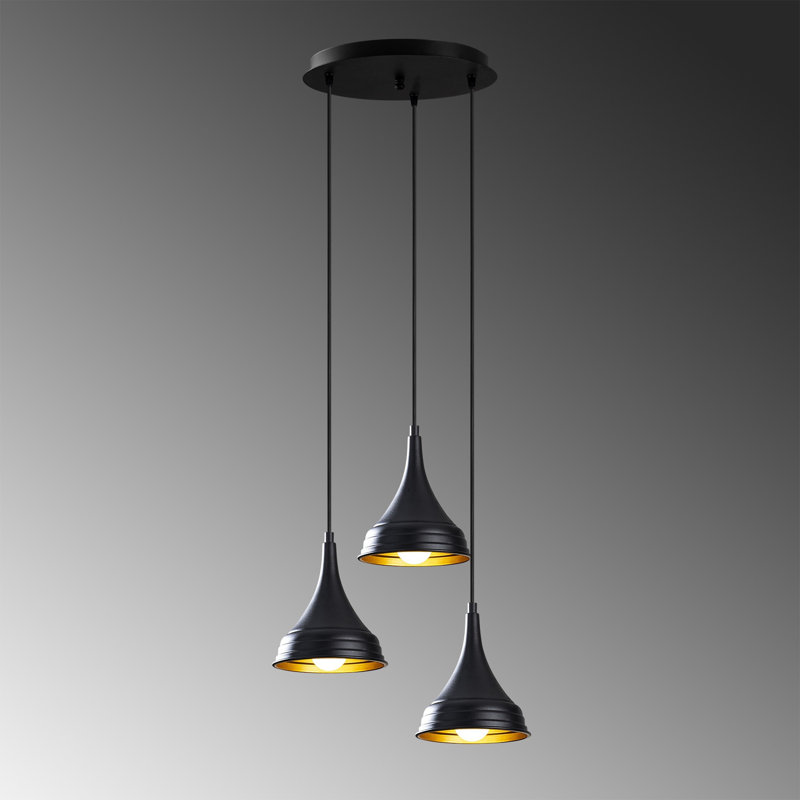 Luminaire suspendu conique à 3 lumières Excalibur