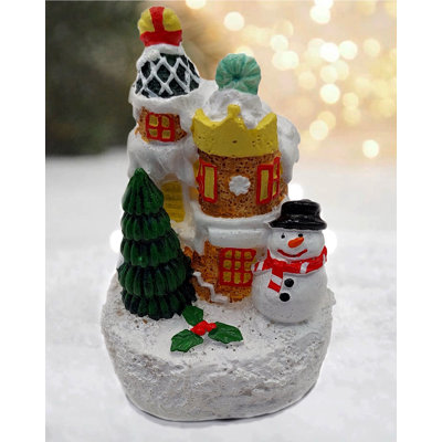 Festive House with Snowman. Christmas Village  F07-N1-3-Y26B