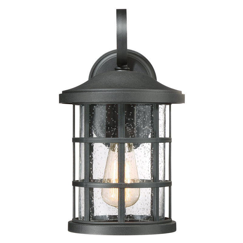 Lanterne murale d'extérieur en verre Auted Autry, Noir terre, H 14,25 po x l 8 po x P 9,75 po
