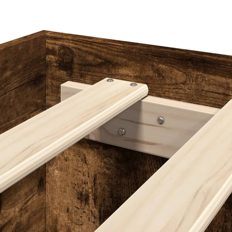 Storage Bed, European Double (140 x 200 cm), Smoked Oak