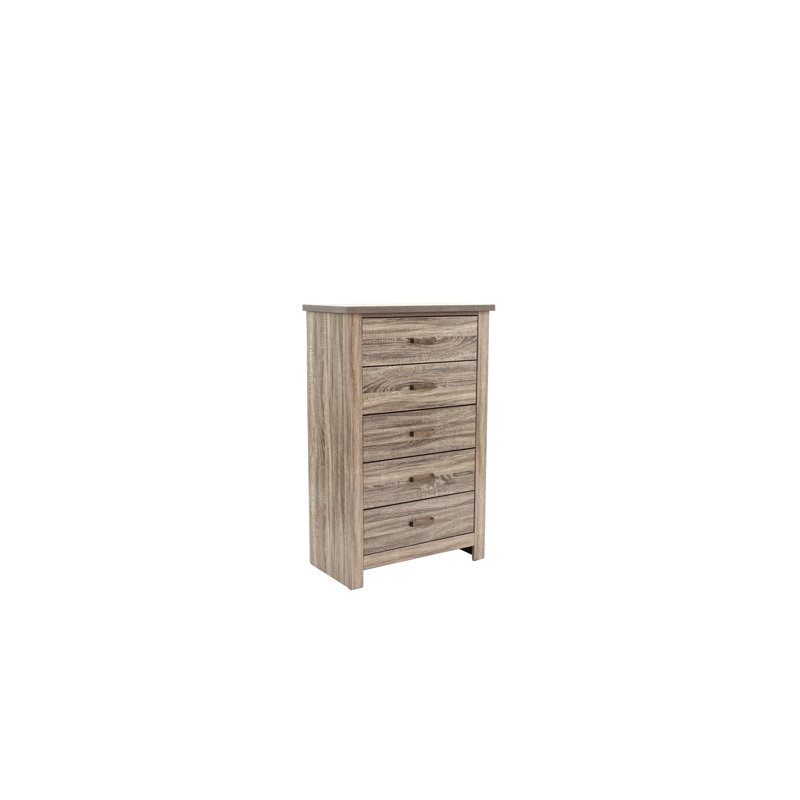 Natural Finish Striking Wooden 1pc Chest Of Drawers Storage Bedroom Furniture Rustic Gray Oak / Brown Finish