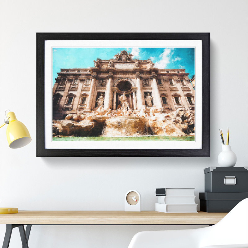 Trevi Fountain in Rome Vol.1 - Picture Frame Graphic Art, 36cm H x 48cm W x 2cm D, Black
