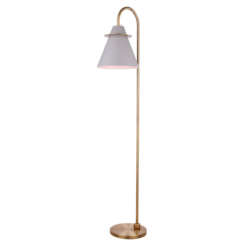 66" Arched Floor Lamp, Gold, Gray