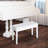 Duet Piano Bench In White, With Comfortable Faux Leather And Solid Wooden Construction For Use Seat Cushion Robust Frame