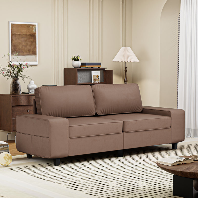 Canapé rembourré avec rangement, Brun, H 34,2 po x l 29 po x P 83,9 po