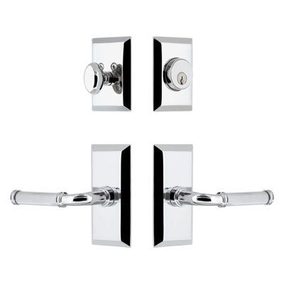 Fifth Avenue Short Plate Complete Entry Set with Single Cylinder Deadbolot and Soleil Lever