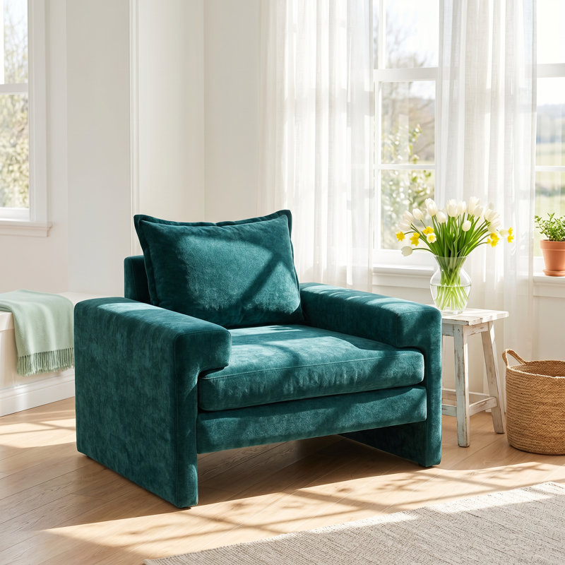 Fauteuil d'appoint en chenille l 40,9 po x P 31,5 po x H 29,9 po Christopher Knight Home, Teal Chenille
