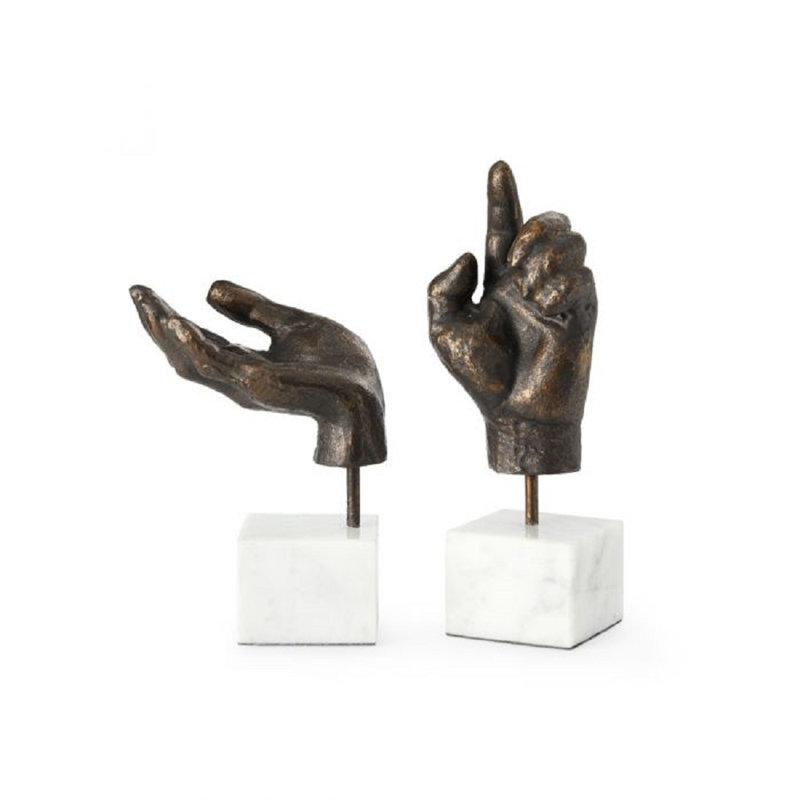 Hands Figurine (Pair), Bronze