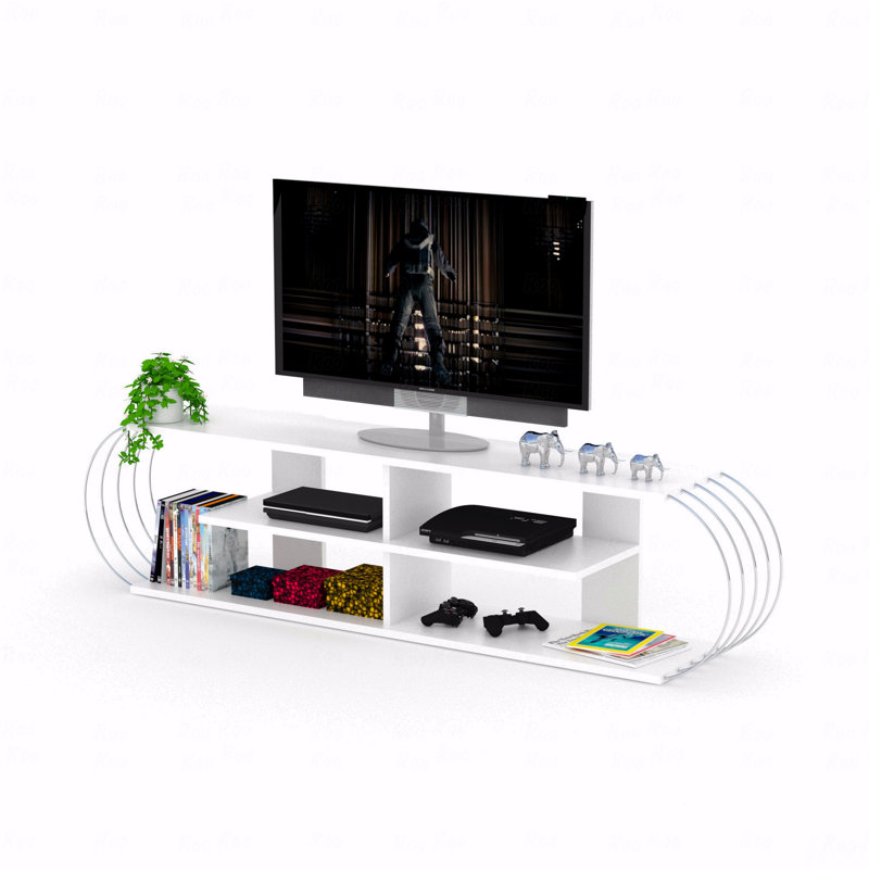 Meuble télé 68 po Mid Century Modern, Blanc