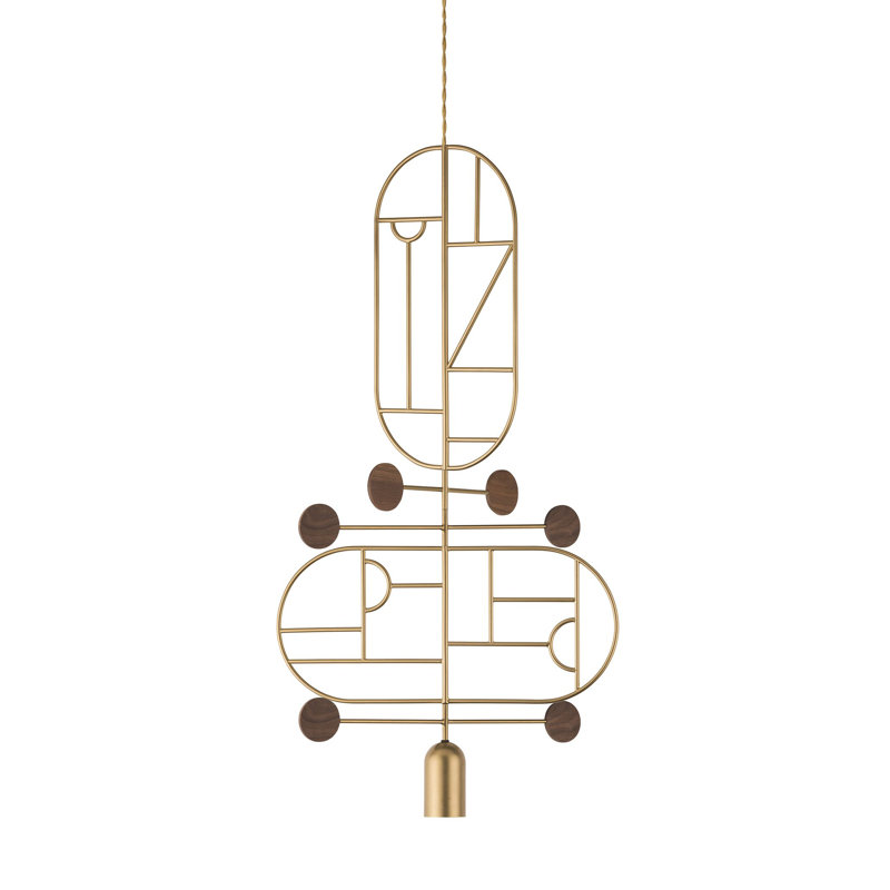 Wooden Dots 1 - Light Pendant, Walnut, Brass
