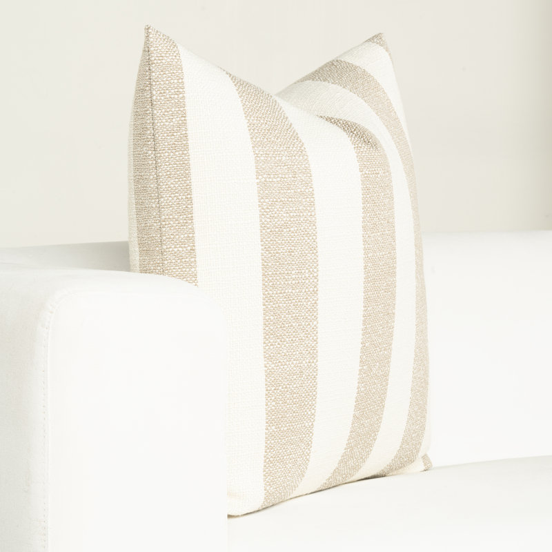 Coussin Birch Lane Harding, Polyester, Brun rayé, Carré 20 po