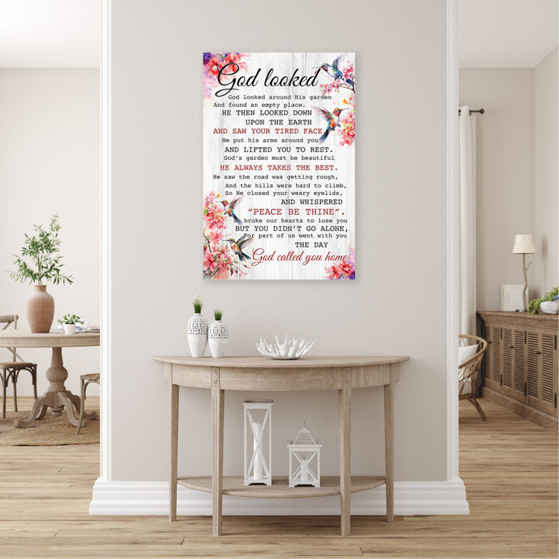 «God Looked God Around», impression sur toile tendue, H 20 po x l 16 po x P 1,25 po