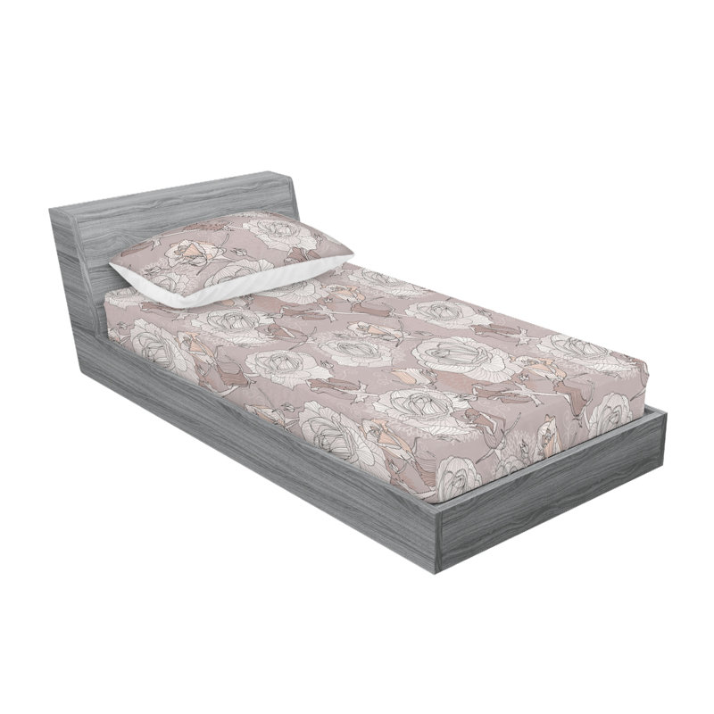Drap-housse et taie décorative simple Ambesonne, Ensemble de draps pour lit simple avec 1 taie d'or