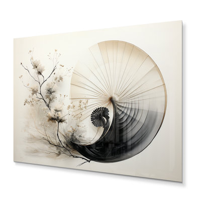 Asian Art Seashell Sumi VI - Asian Metal Wall Decor