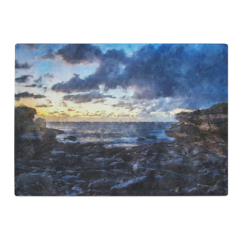 Little Bay in Sydney Painting Chopping Board, 0.4cm H x 20cm W x 28.5cm L