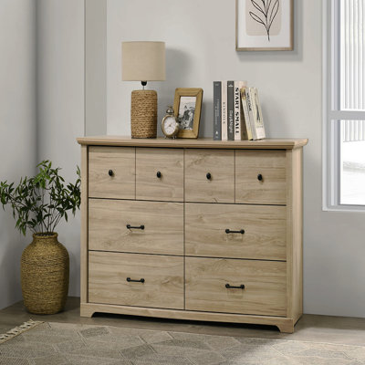 Commode 6 tiroirs l 57 po avec poignées noires
