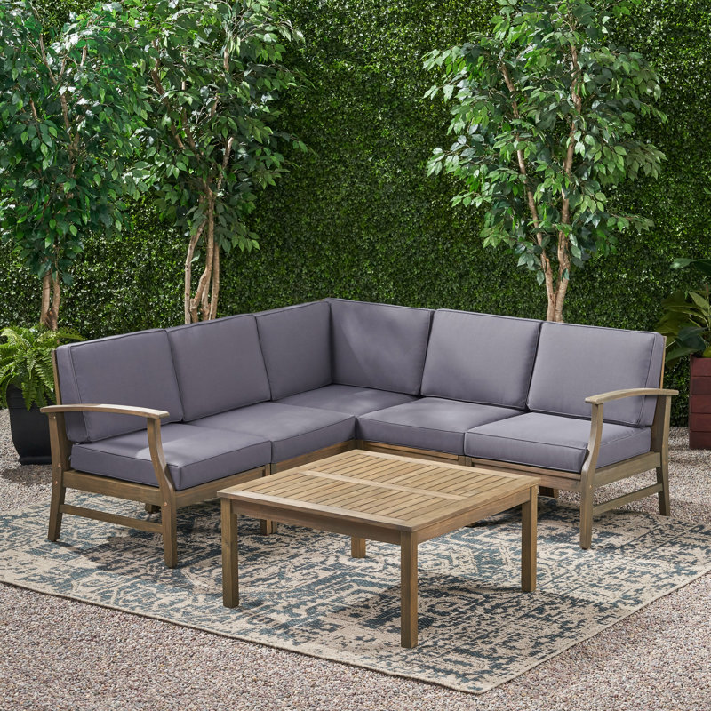 Ensemble de conversation modulaire avec coussins 6 pièces Gianni, Gris