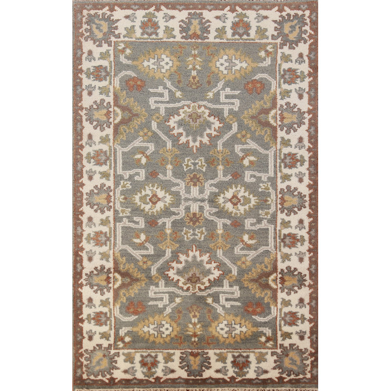 Tapis gris pour vestibule oriental gris Oushak 3 x 6