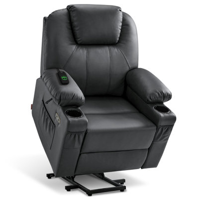 Power Recliner Lift Chair with Massage and Heat for Big and Tall People, 3 Positions, Faux Leather