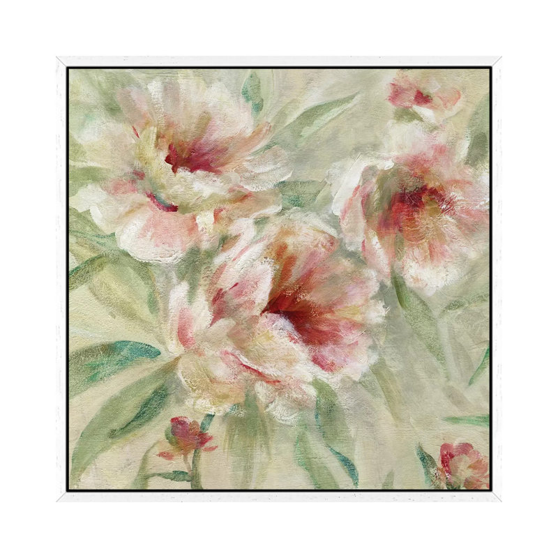 Peony Garden I by Carol Robinson - Painting on Canvas, 93.98 cm H x 93.98 cm W, White Framed