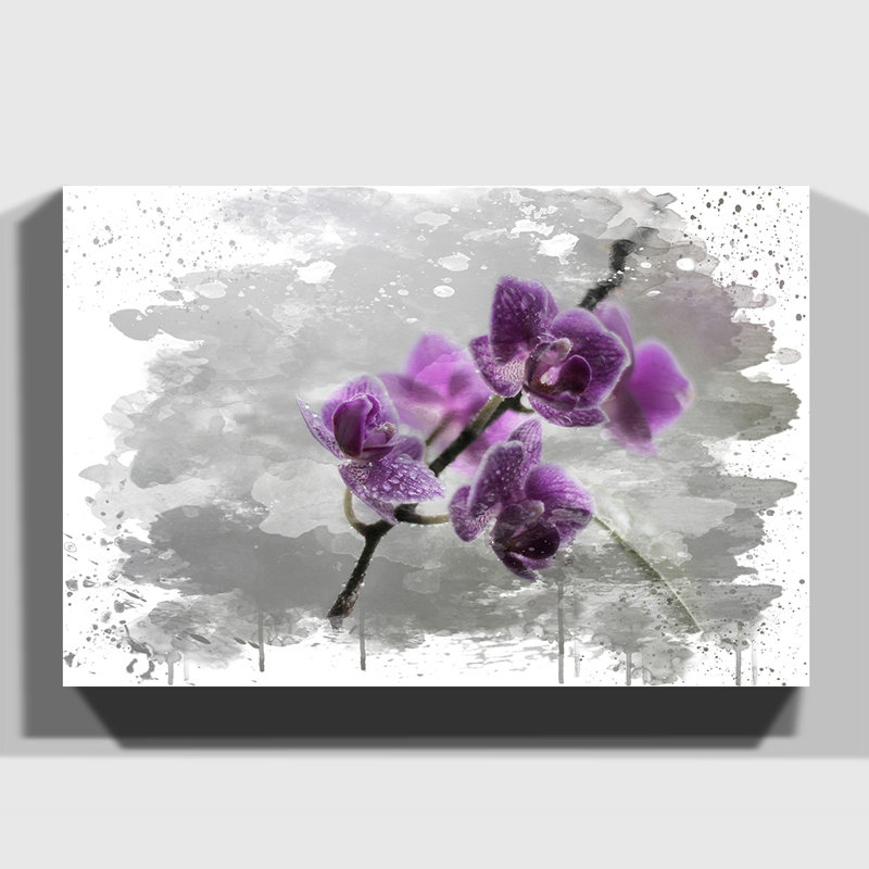 Flower Purple Orchid - Wall Art, 35cm H x 50cm W, Wrapped Canvas