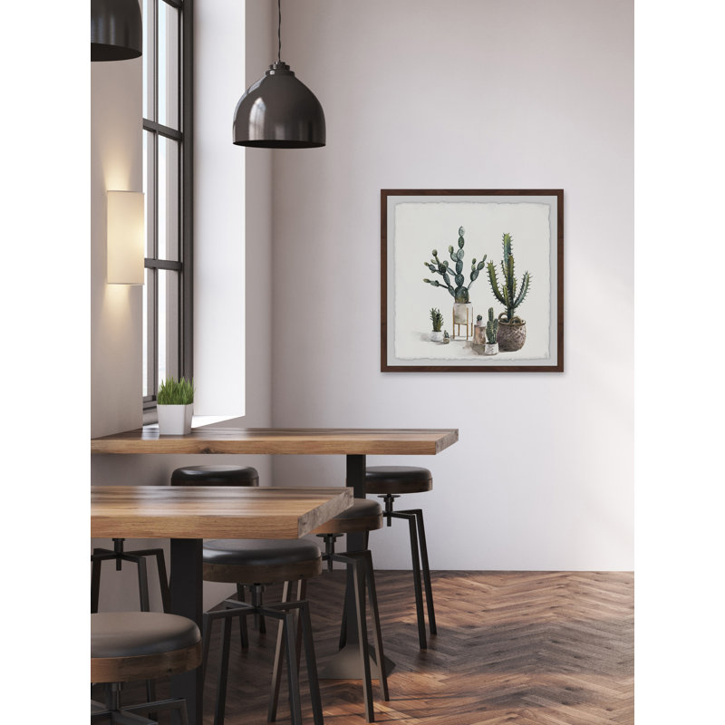 « greeny plantes grasses », reproduction de peinture à l’aquarelle encadrée, H 12 po x l 12 po x P 1,5 po