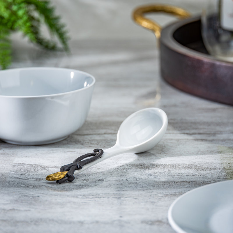 White Stoneware Spoons.