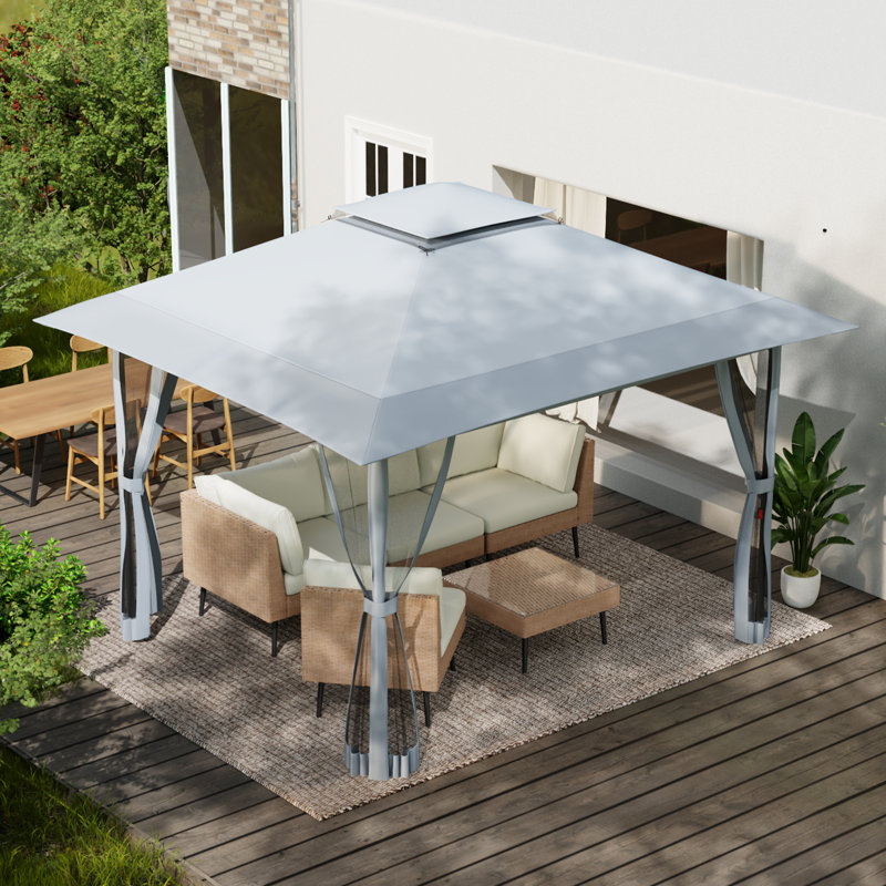 Pop Up Gazebo 12X12 FT With Mosquito Netting - Gray, Gray