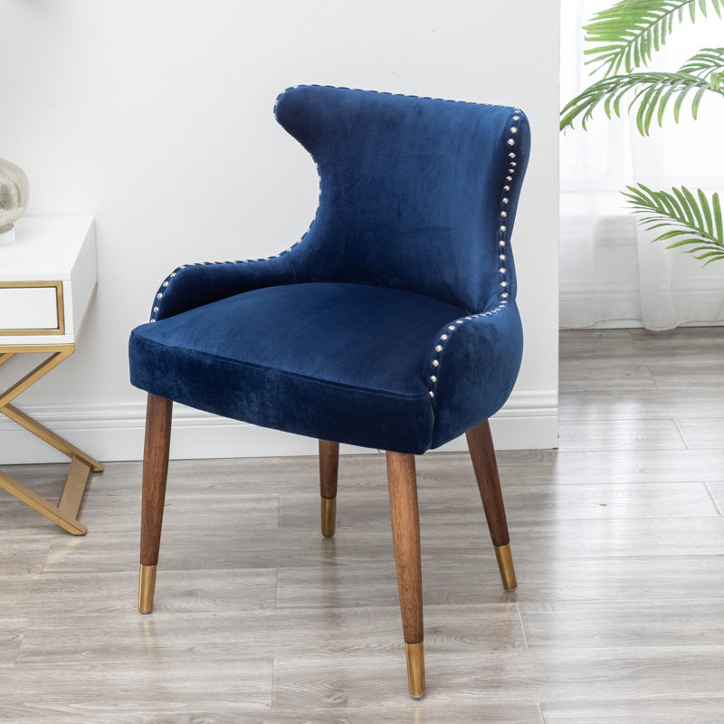 Fauteuil à oreilles en polyester de 24 po de largeur Bilski, bleu