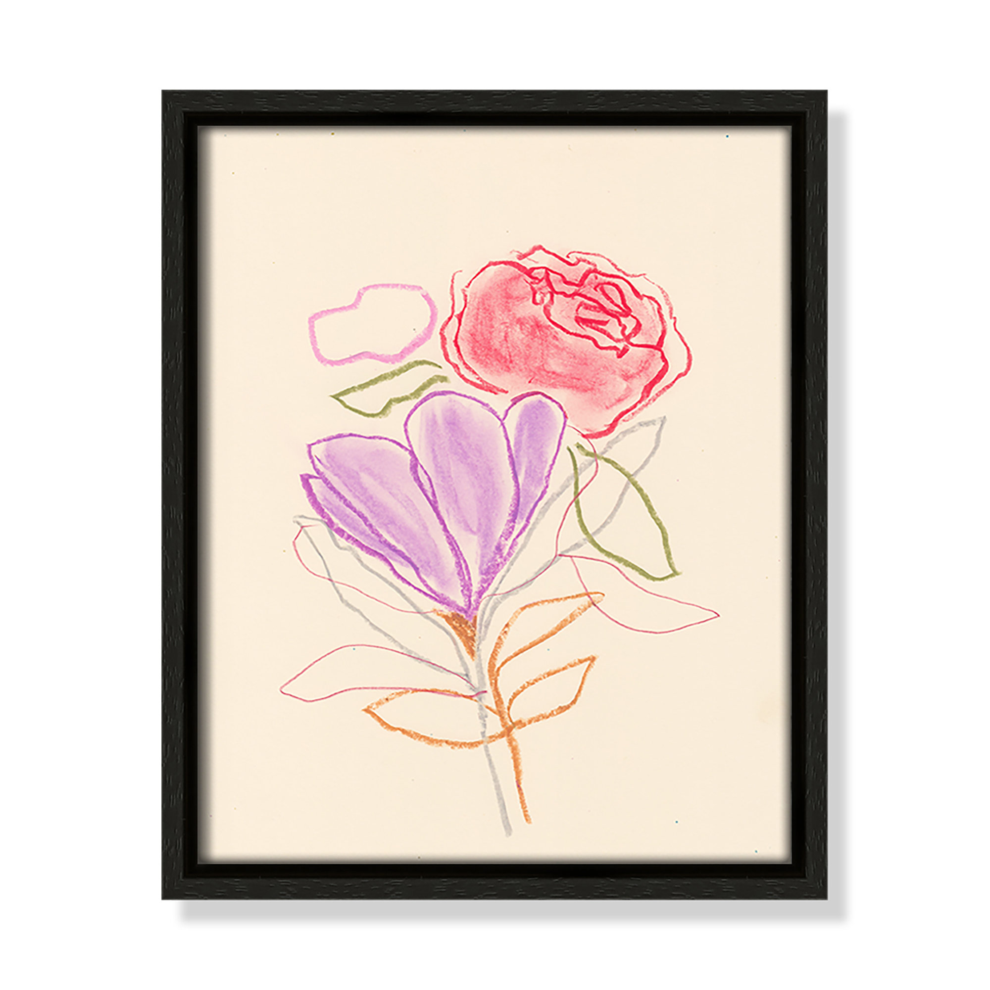 Simple Floral III Print by Bea Dina, Espresso Floater Framed Canvas, No Mat, 11.5" H x 9.5" W x 2" D